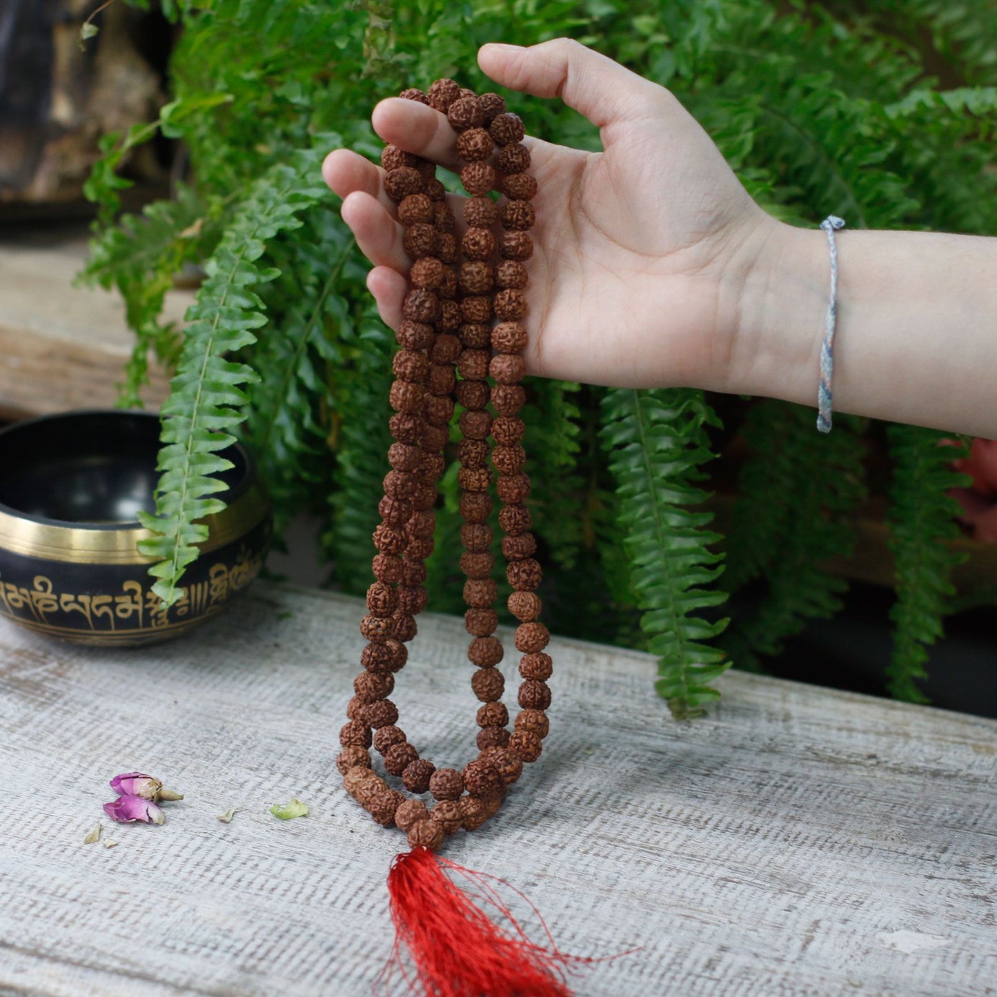 Mala tibétain Rudraksha - Marron