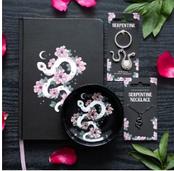 Porte-clés serpent avec cristal de quartz rose