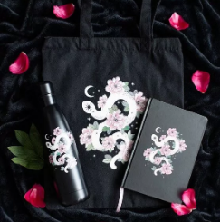 Sac fourre-tout à motif serpent fleuri