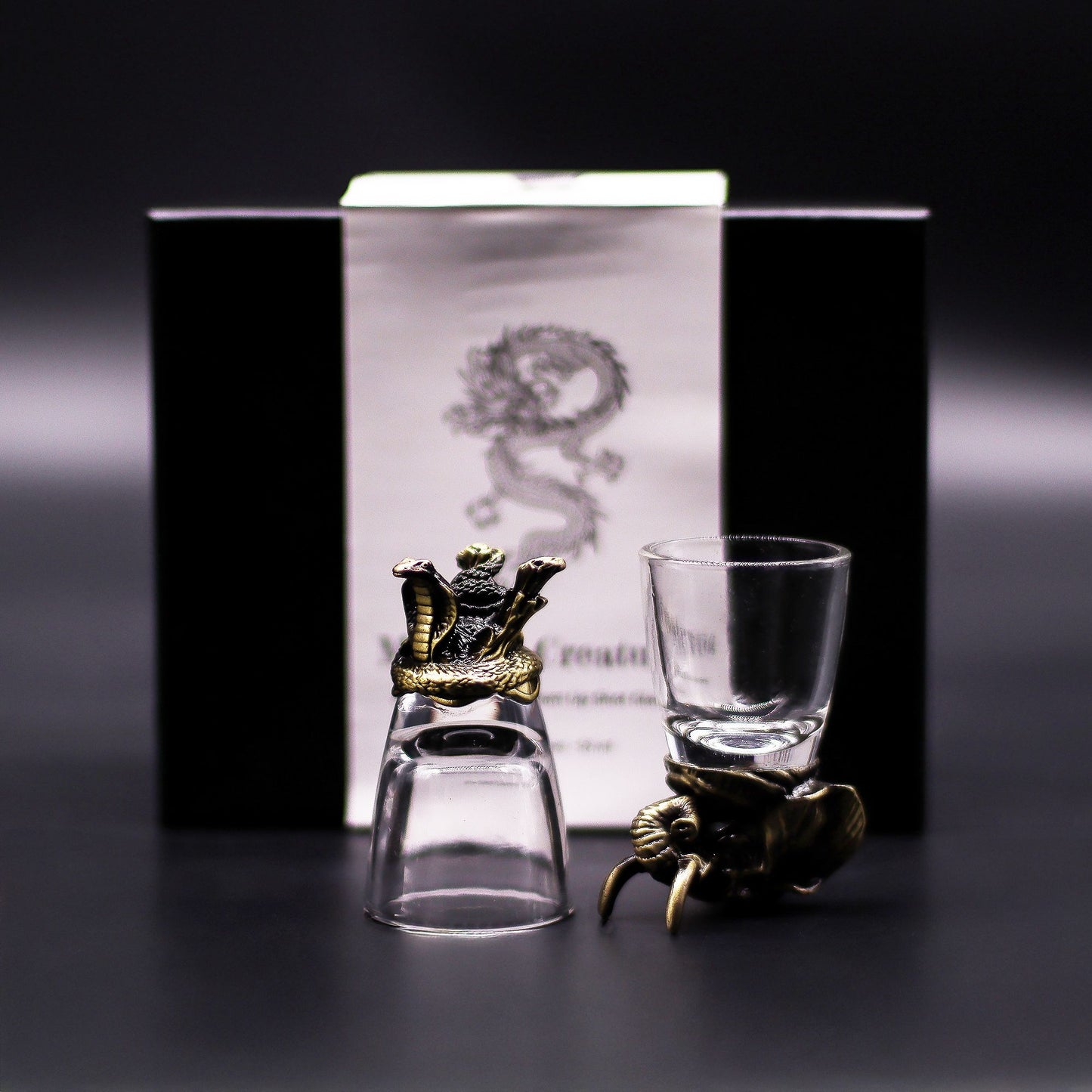 Coffret 6 verres 50 ml - Créatures de la forêt sauvage - Bronze antique