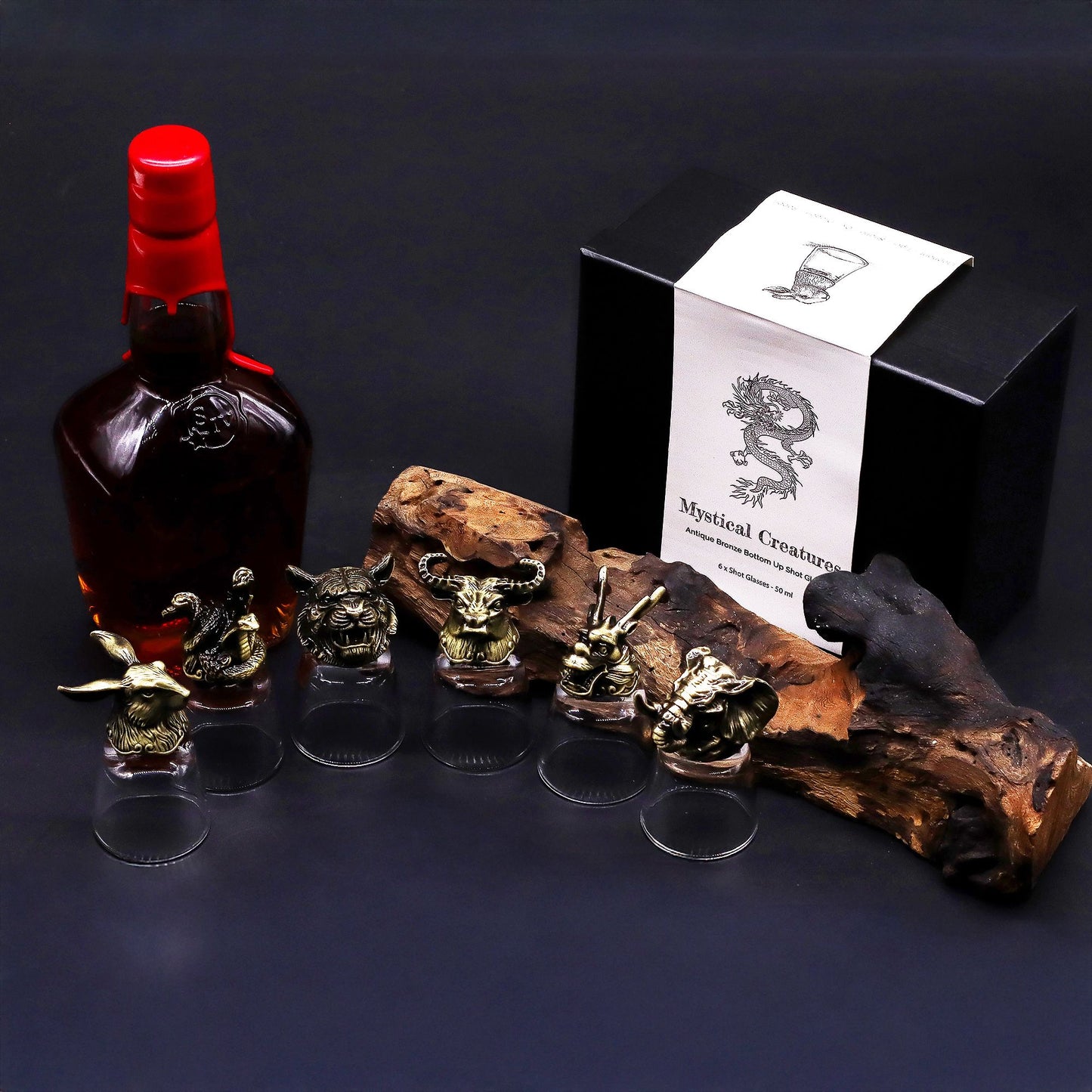 Coffret 6 verres 50 ml - Créatures de la forêt sauvage - Bronze antique