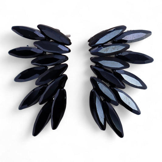 Boucles d'oreilles Noir de jais - Verre vintage