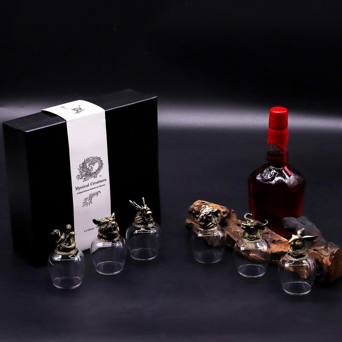 Coffret 6 verres 100 ml - Créatures mystiques - Bronze antique