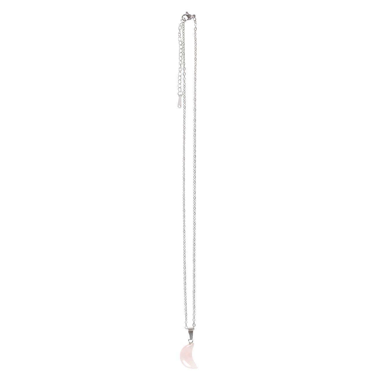 Collier de lune en cristal de quartz rose sur carte de vœux