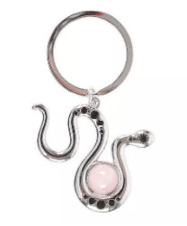 Porte-clés serpent avec cristal de quartz rose