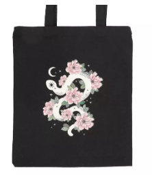Sac fourre-tout à motif serpent fleuri