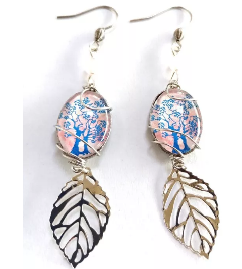 Boucles d'oreilles Talisman Amoureux du lac et perles de quartz rose